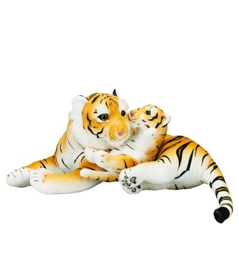 Home Variedades Tigre Mãe Filhote Realista 47cm - Pelúcia 1 Home Variedades Tigre Mãe Filhote Realista 47cm - Pelúcia 1