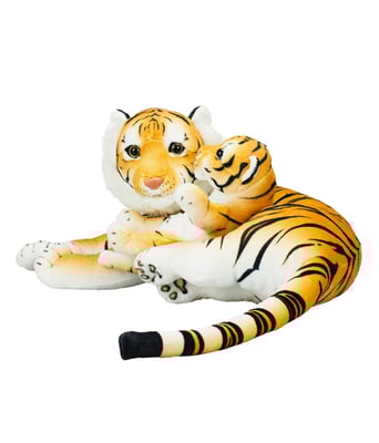 Home Variedades Tigre Mãe Filhote Realista 47cm - Pelúcia 2 Home Variedades Tigre Mãe Filhote Realista 47cm - Pelúcia 2
