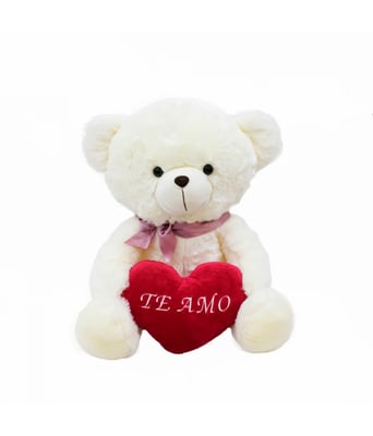 Home Variedades  Urso Branco Com Laço Coração Te Amo 45cm  1