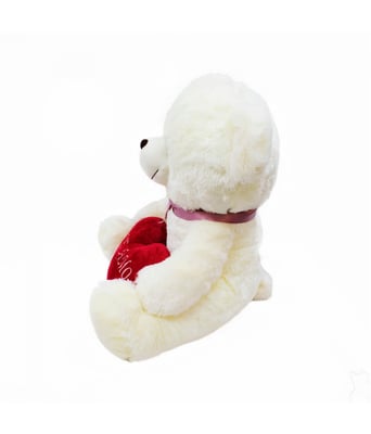 Home Variedades  Urso Branco Com Laço Coração Te Amo 45cm  2