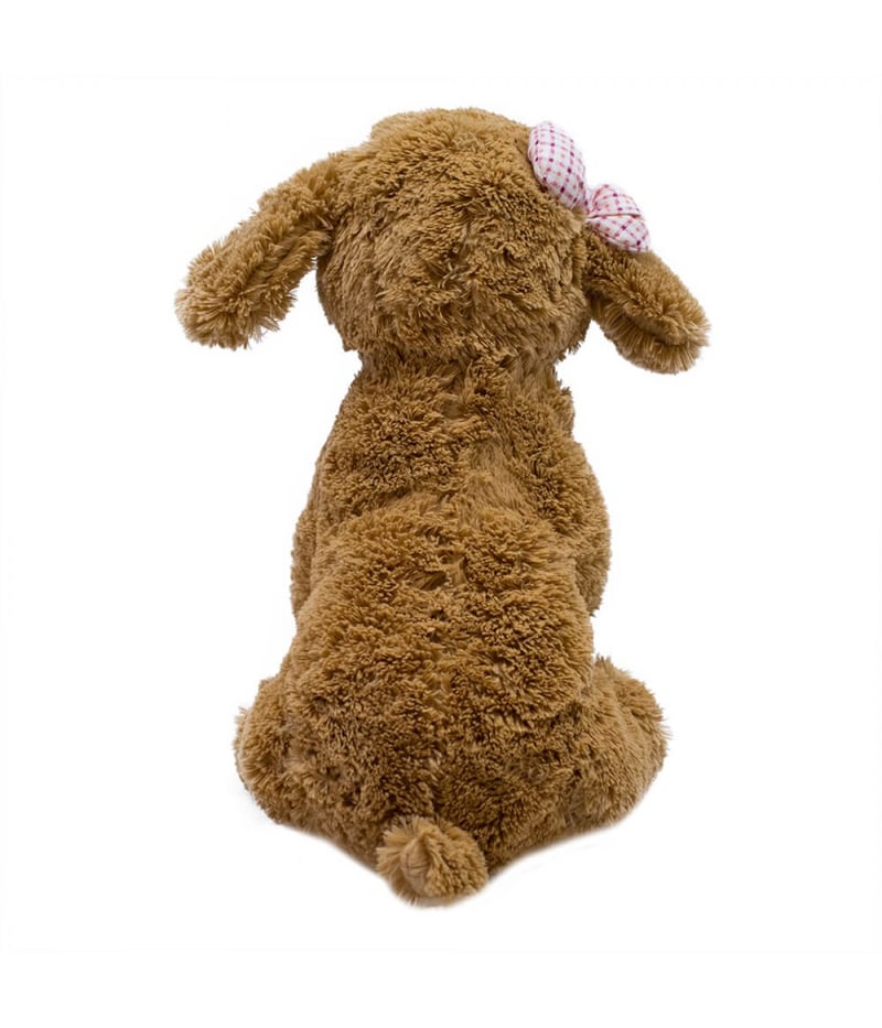 Cachorro Marrom Sentado Laço 28cm - Pelúcia