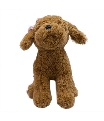 Home Variedades  Cachorro Marrom Sentado Laço 28cm - Pelúcia  1