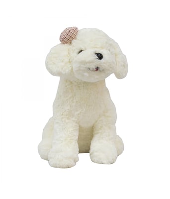 Home Variedades  Cachorro Branco Sentado Laço 28cm - Pelúcia  1