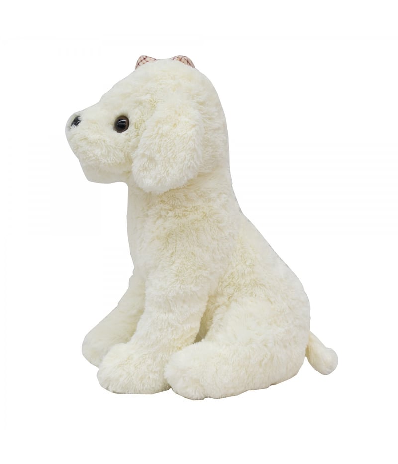 Cachorro Branco Sentado Laço 28cm - Pelúcia
