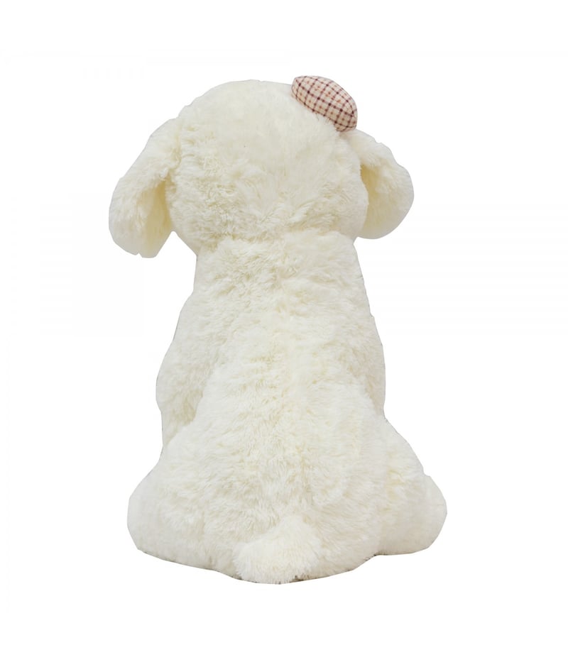 Cachorro Branco Sentado Laço 28cm - Pelúcia