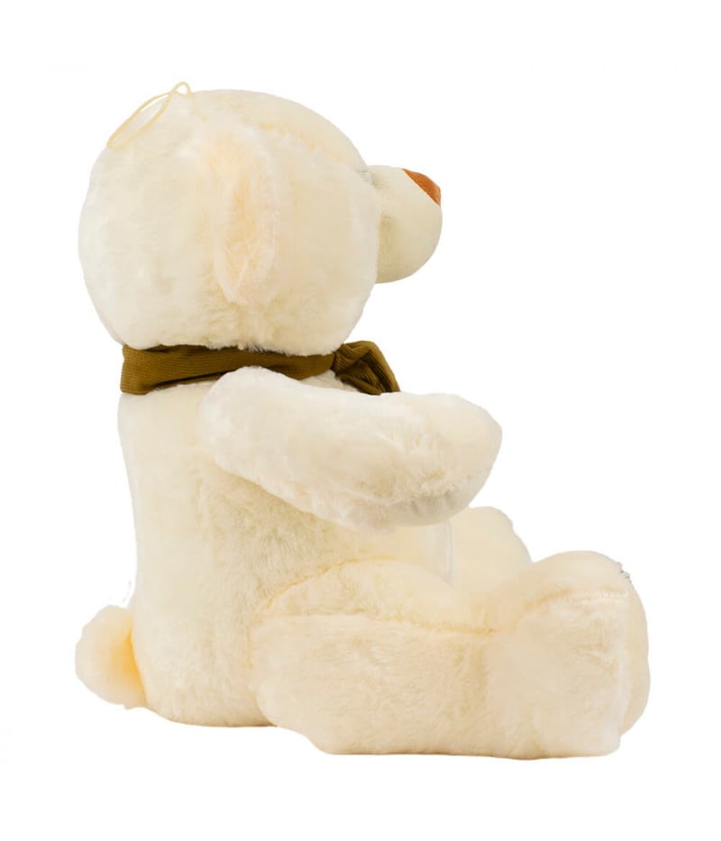 Urso Branco Sentado Cachecol 25cm - Pelúcia