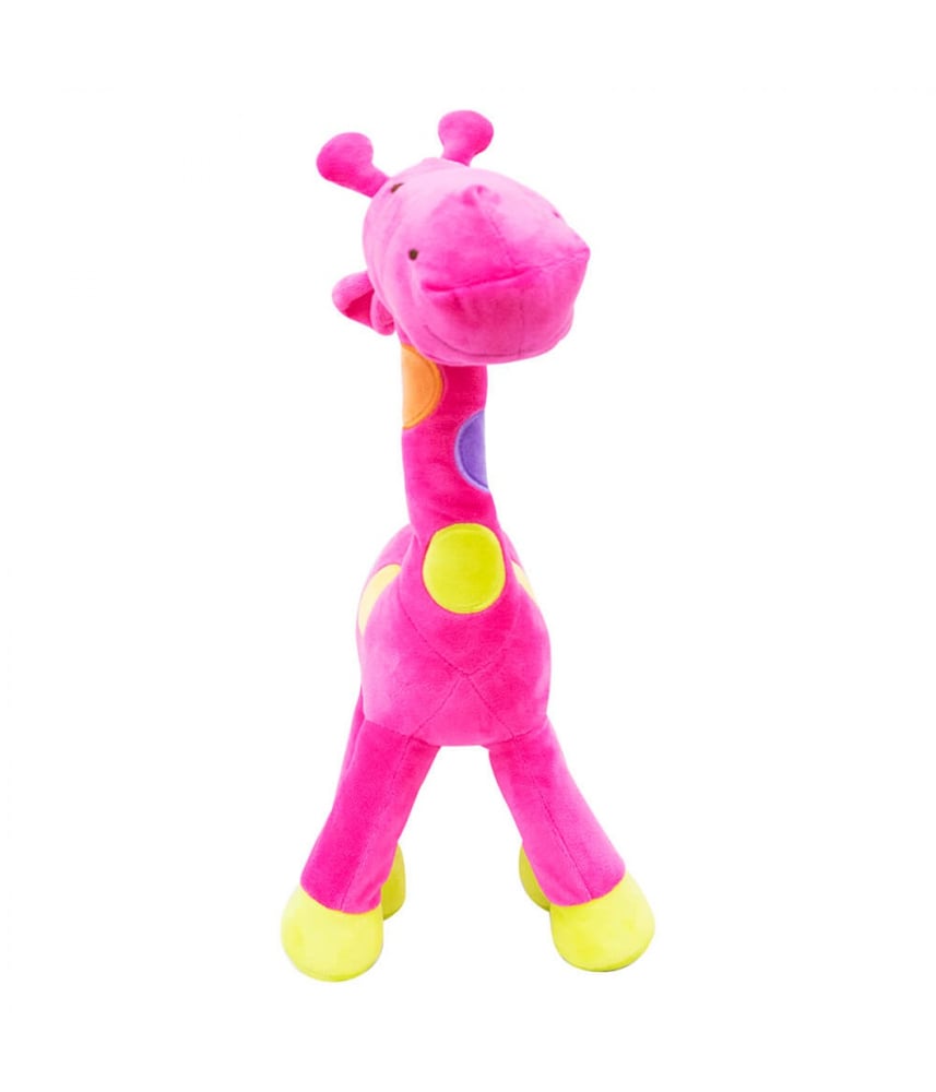 Girafa Rosa Com Pintas Coloridas 45cm - Pelúcia