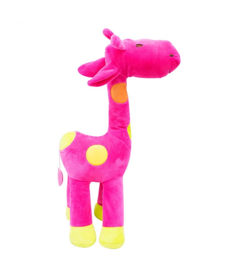 Girafa Rosa Com Pintas Coloridas 45cm - Pelúcia
