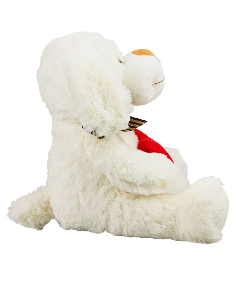Cachorro Branco Sentado Coração Te Amo 23cm - Pelúcia