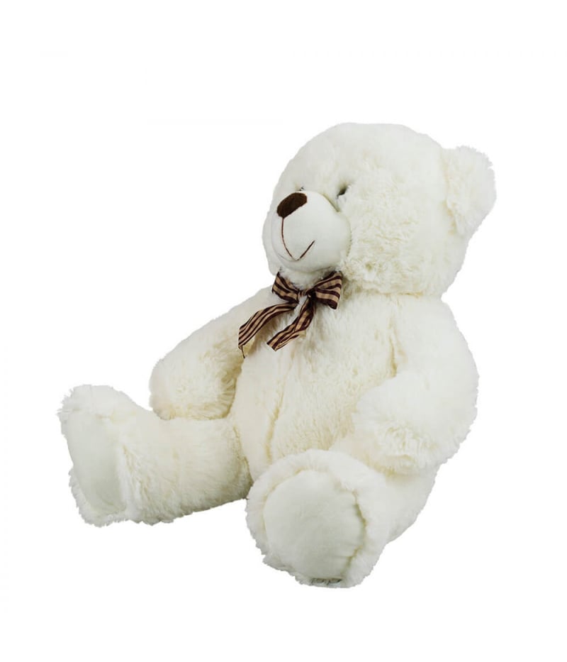 Urso Branco Sentado Laço 24cm - Pelúcia