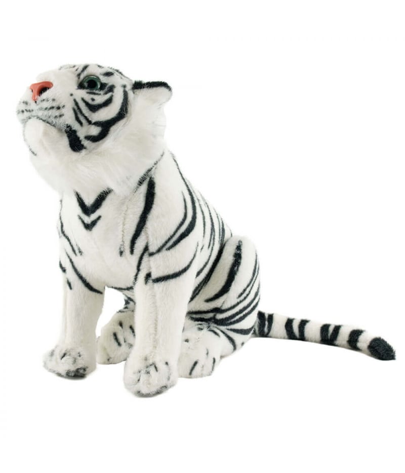 Tigre Branco Sentado Realista 39cm - Pelúcia