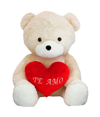 Home Variedades  Urso Branco Coração Te Amo 90cm - Pelúcia  1