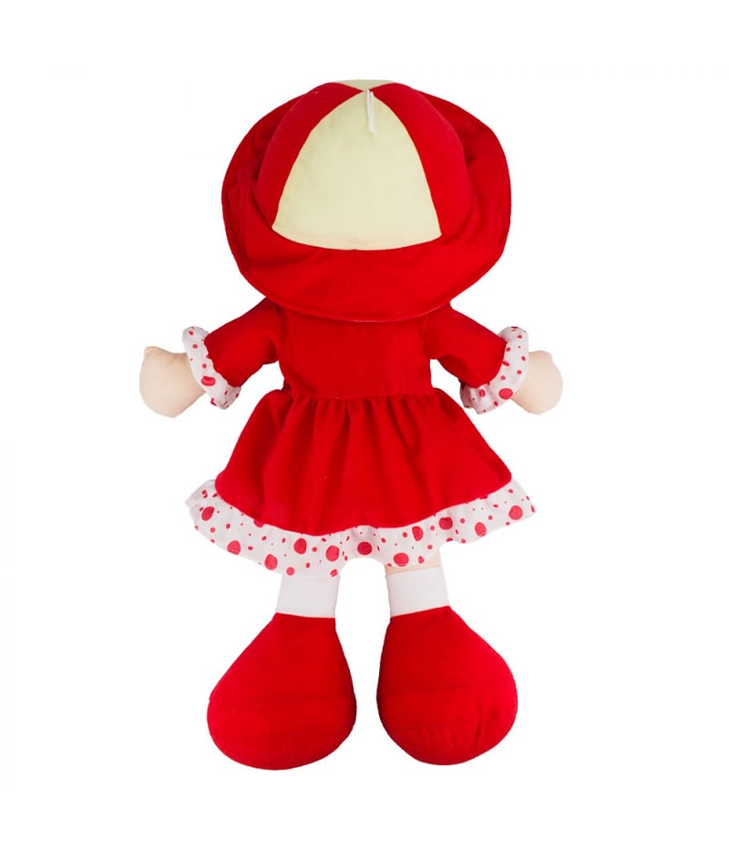 Boneca Chapéu Vestido Vermelho Coração 62cm