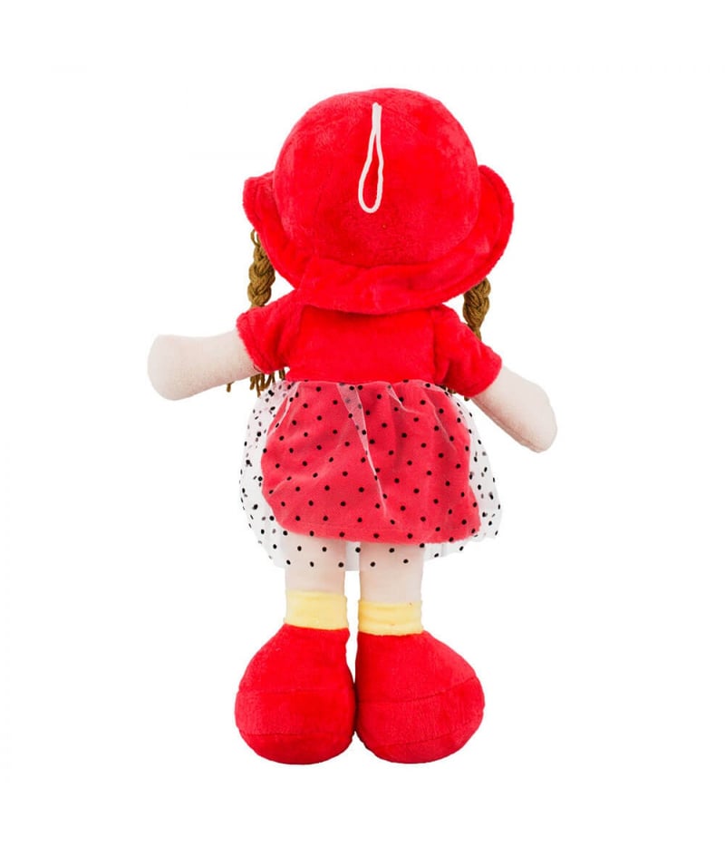 Boneca Chapéu Vestido Vermelho Pontilhado 58cm