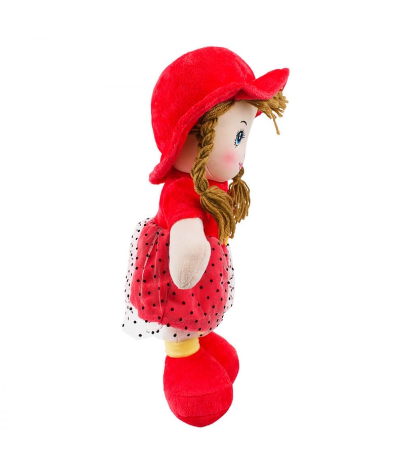 Boneca Chapéu Vestido Vermelho Pontilhado 58cm