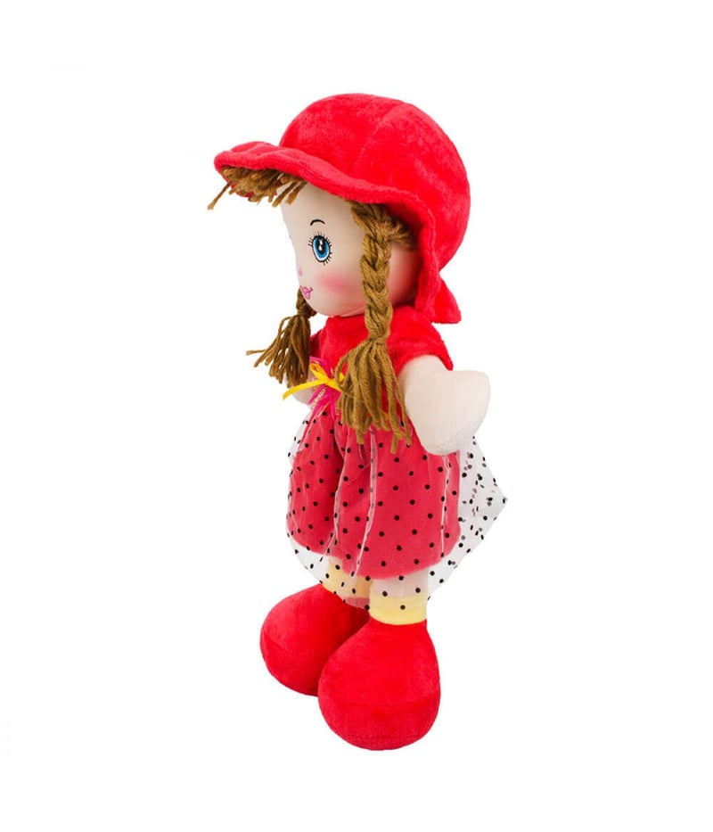 Boneca Chapéu Vestido Vermelho Pontilhado 48cm