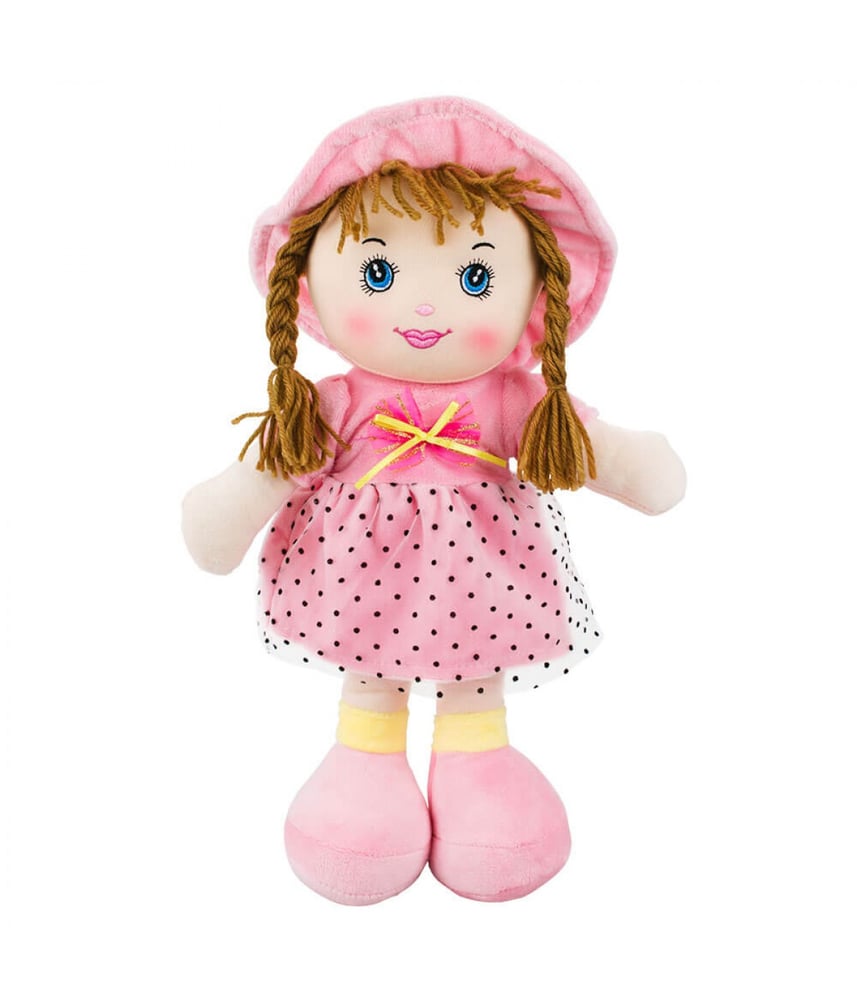 Boneca Chapéu Vestido Rosa Pontilhado 48cm