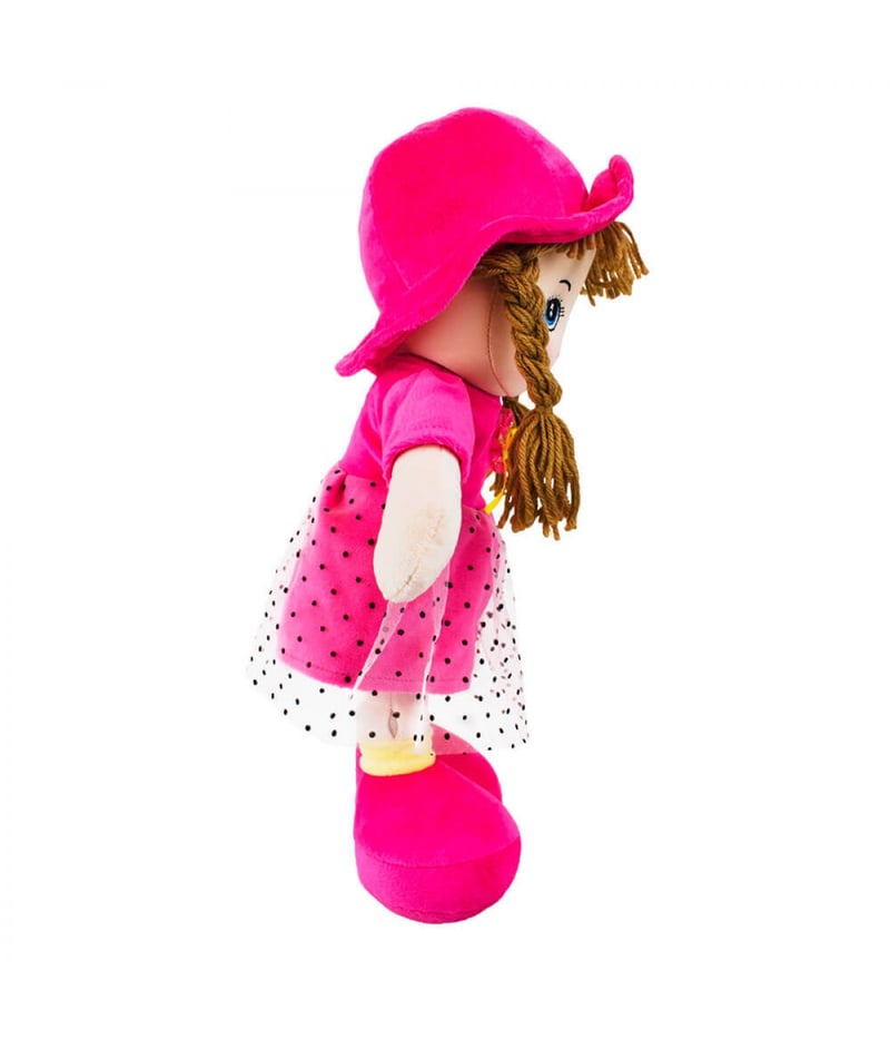 Boneca Chapéu Vestido Pink Pontilhado 40cm