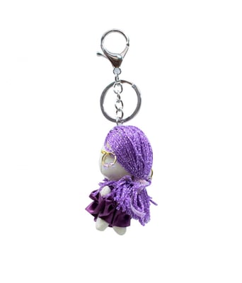 Home Variedades  Chaveiro Boneca Cabelo Vestido Roxo 7cm  3