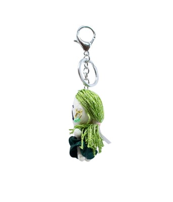 Home Variedades  Chaveiro Boneca Cabelo Vestido Verde 7cm  3