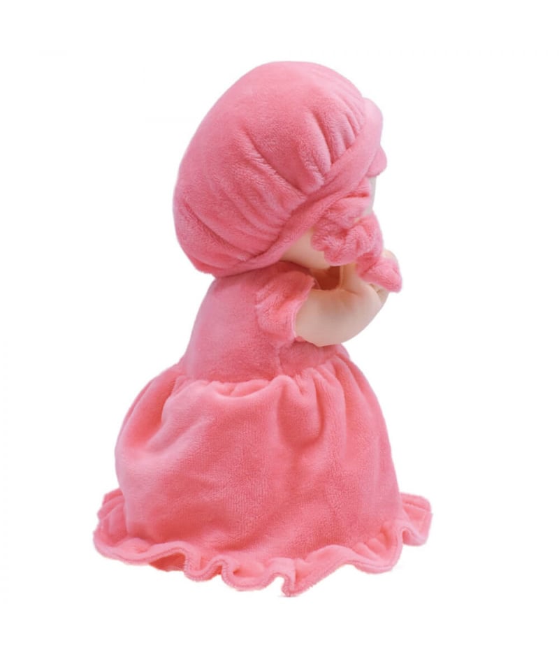 Boneca Vestido Rosa Rezando Pai Nosso 24cm