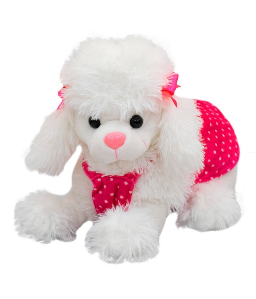 Cachorro Poodle Deitado De Saia 41cm - Pelúcia