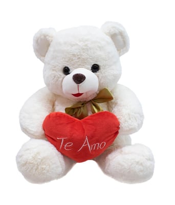Home Variedades  Urso Branco Coração Te Amo 40cm - Pelúcia  1