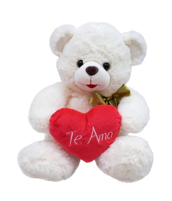 Home Variedades  Urso Branco Coração Te Amo 28cm - Pelúcia  2