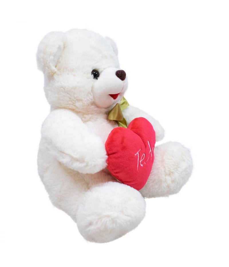 Urso Branco Coração Te Amo 33cm - Pelúcia