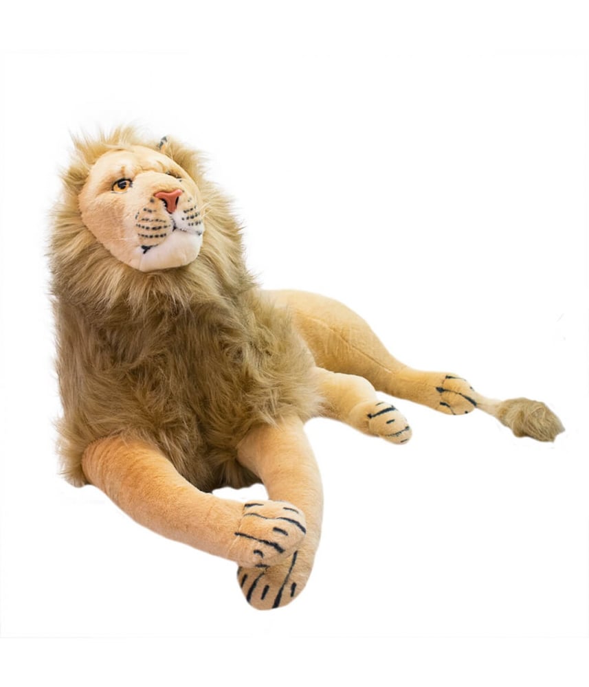 Leão Realista Deitado 103cm - Pelúcia Enfeite