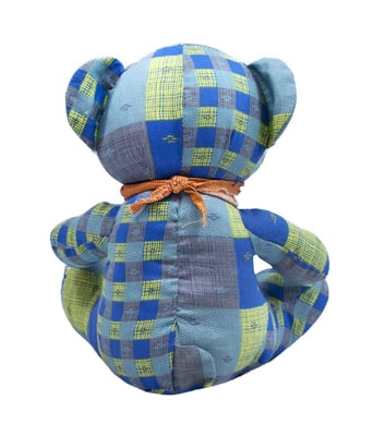 Home Variedades  Urso Azul De Pano Sentado Laço Pescoço  2