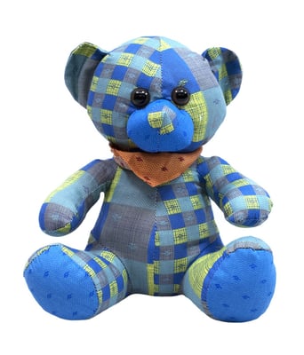 Home Variedades  Urso Azul De Pano Sentado Laço Pescoço  1