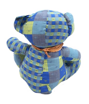 Home Variedades  Urso Azul De Pano Sentado Laço Pescoço   3