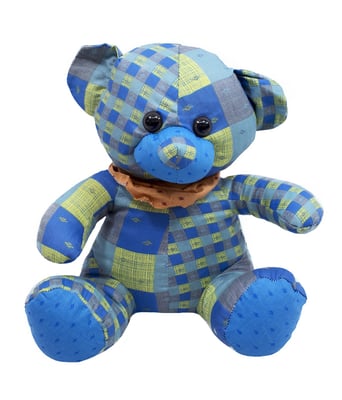 Home Variedades  Urso Azul De Pano Sentado Laço Pescoço   1