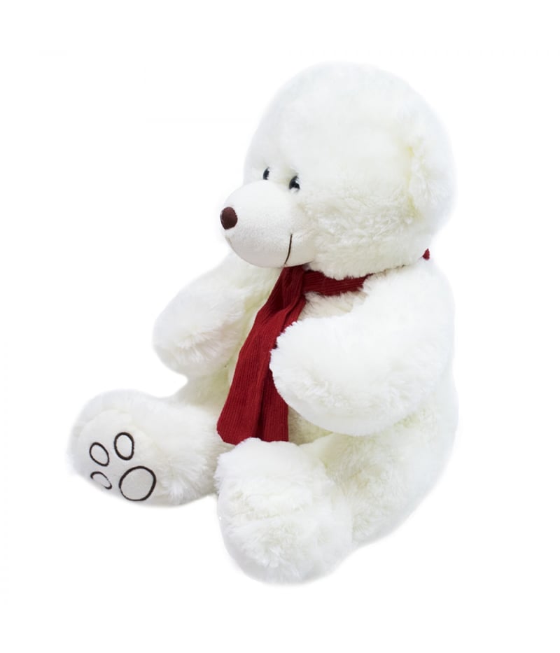 Urso Branco Cachecol Vermelho 35cm - Pelúcia
