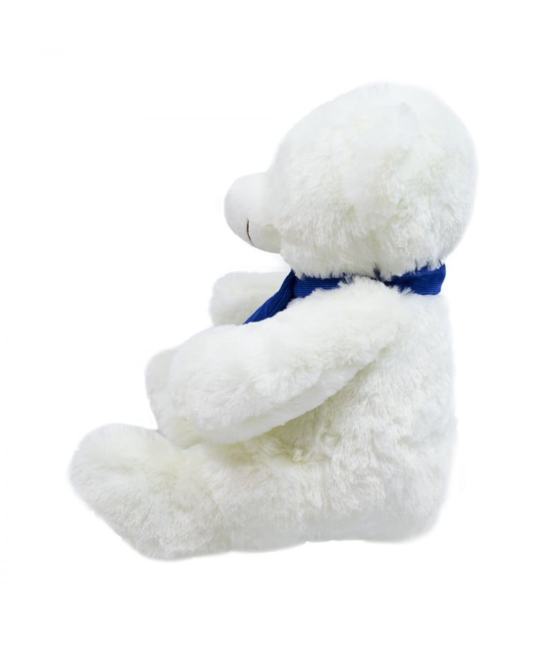 Urso Branco Cachecol Azul 35cm - Pelúcia