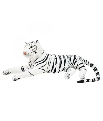 Home Variedades Tigre Branco Realista Deitado 90cm - Pelúcia 1 Home Variedades Tigre Branco Realista Deitado 90cm - Pelúcia 1