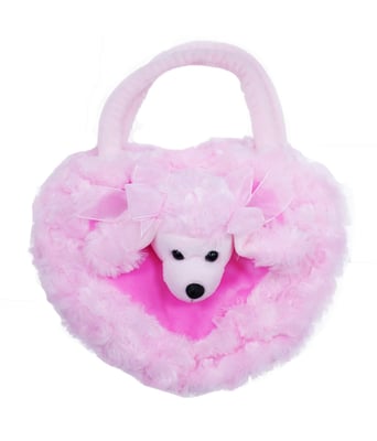 Home Variedades  Bolsa Pelúcia Cachorro Poodle Rosa 25X22cm  1