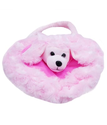 Home Variedades  Bolsa Pelúcia Cachorro Poodle Rosa 25X22cm  3