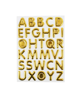 Home Variedades  Cartela Adesivos Letras Alfabetos Dourado  1