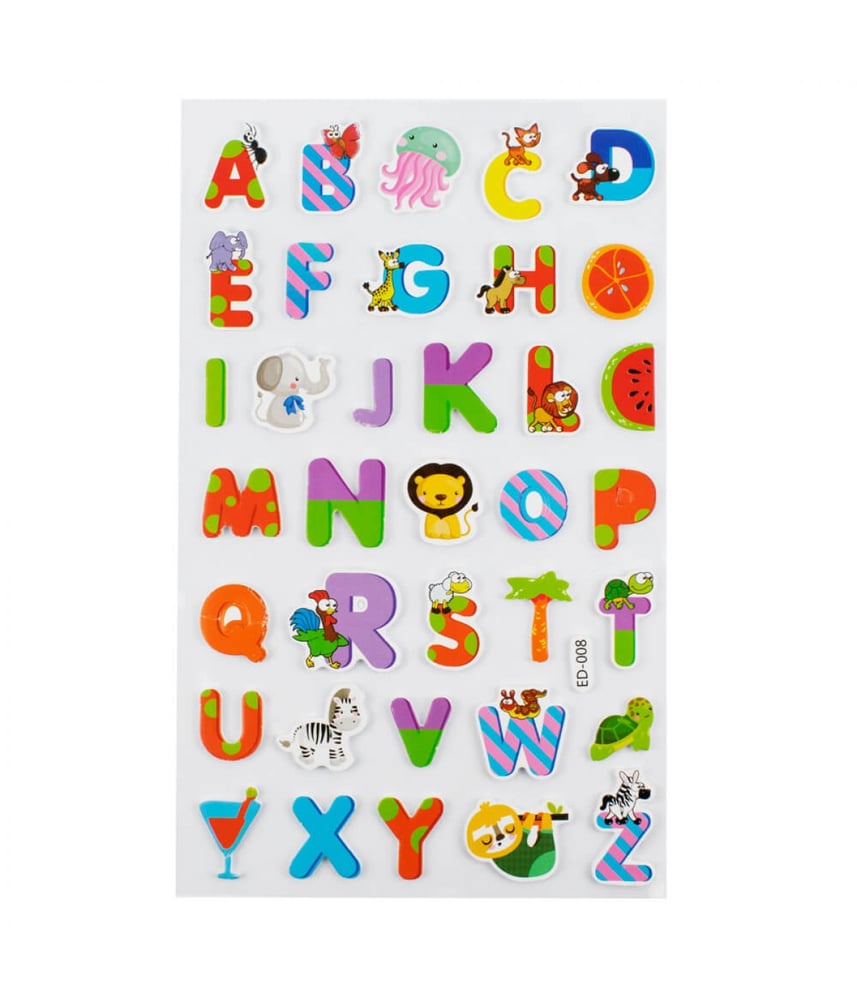 Cartela Adesivos Letras Alfabetos Customizados Modelo D