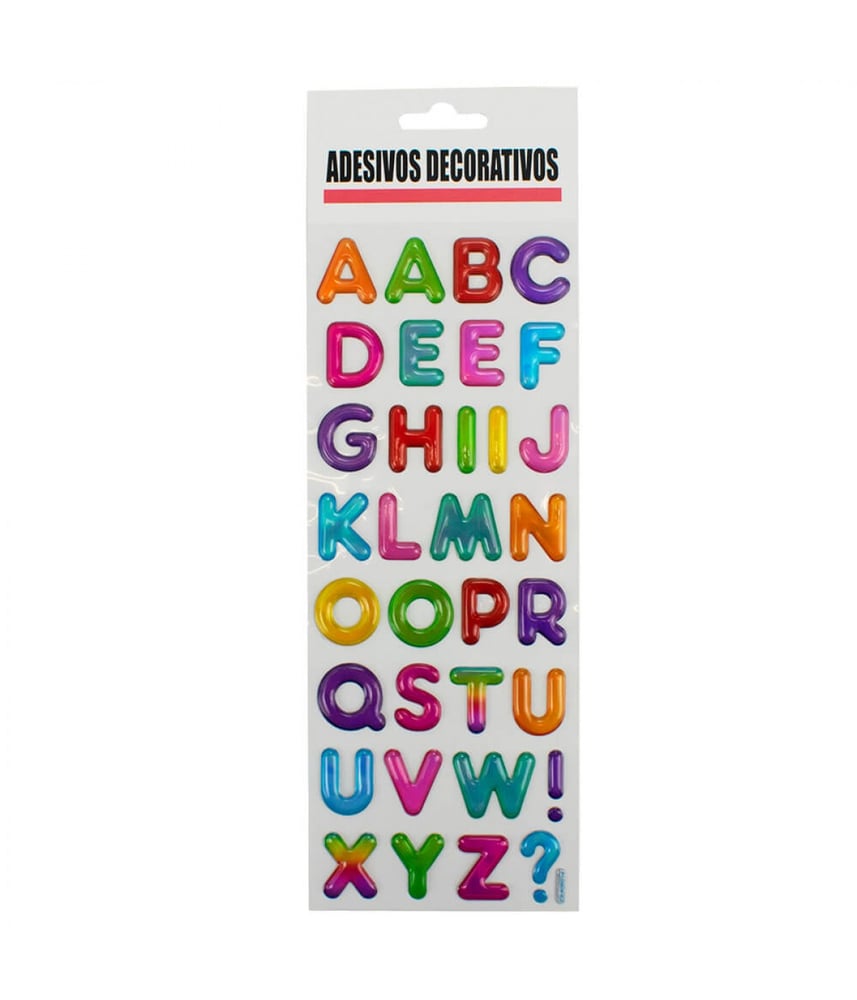 Adesivo Decorativo Letras Alfabeto Colorido 30.5x10cm