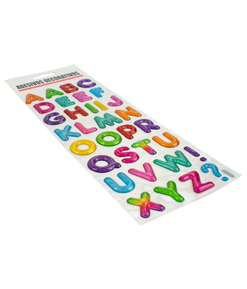 Adesivo Decorativo Letras Alfabeto Colorido 30.5x10cm