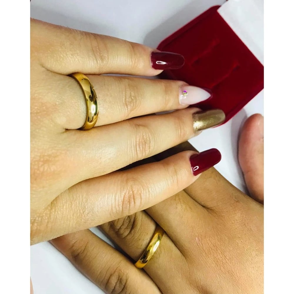 aliança tradicional banhada a ouro 3mm