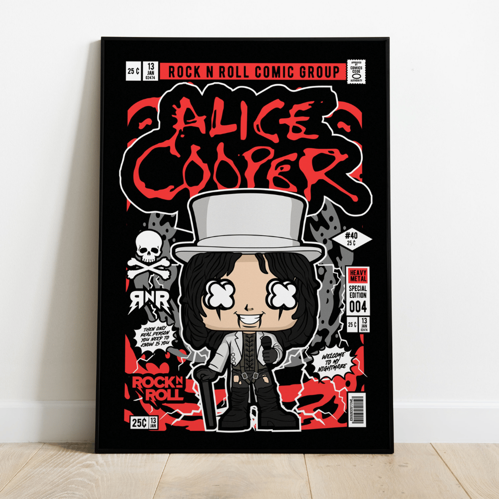 Quadro Decorativo Rock  MDF 3mm 20x28,5 cm - Alice Cooper