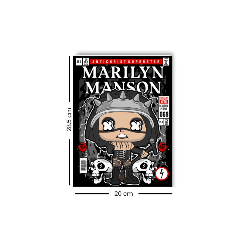 Quadro Decorativo Rock  MDF 3mm 20x28,5 cm - Marilyn Manson