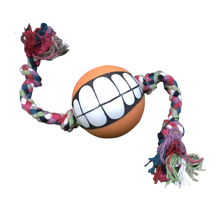 Brinquedo Mordedor Bolinha Sorriso com Corda 100% Algodão para Pet Cachorro e Adestramento