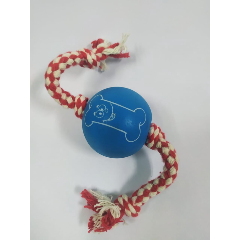 Bolinha Ossinho Mordedor Com Corda 100% Algodão Para Interação Pet e Adestramento