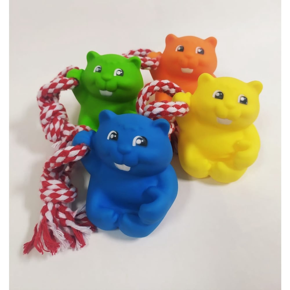 Brinquedos Anti Stress Castorzinho Brincalhão para cachorro/pet com corda 100% algodão.