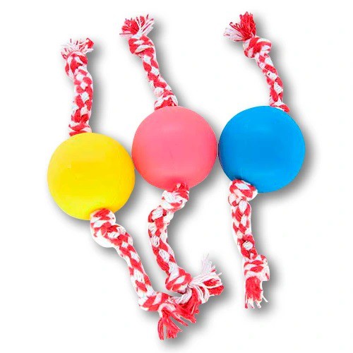Kit 02 Brinquedos Para Cachorro Bolinha Lisa com Corda 100% algodão Pet